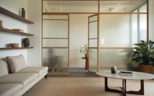 textured glass partition